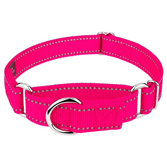 Reflective Nylon Martingale Dog Collar – Pink